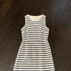 J. Crew Factory Navy Striped Cotton Shift Dress